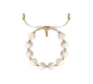 NEW ADRIANA PAPPAS women's glass bracelet on colored cord in champagne